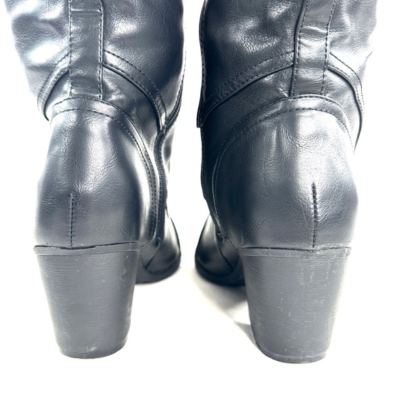 Torrid Wide Calf Women Size 9.5 Black Faux Leather Boot Knee High Lace up Zip - Picture 5 of 11
